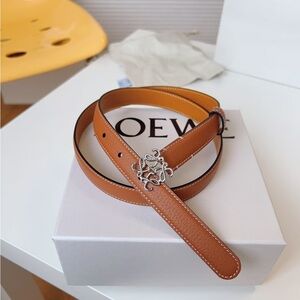 Loewe Brown Leather Belt with Silver Buckle